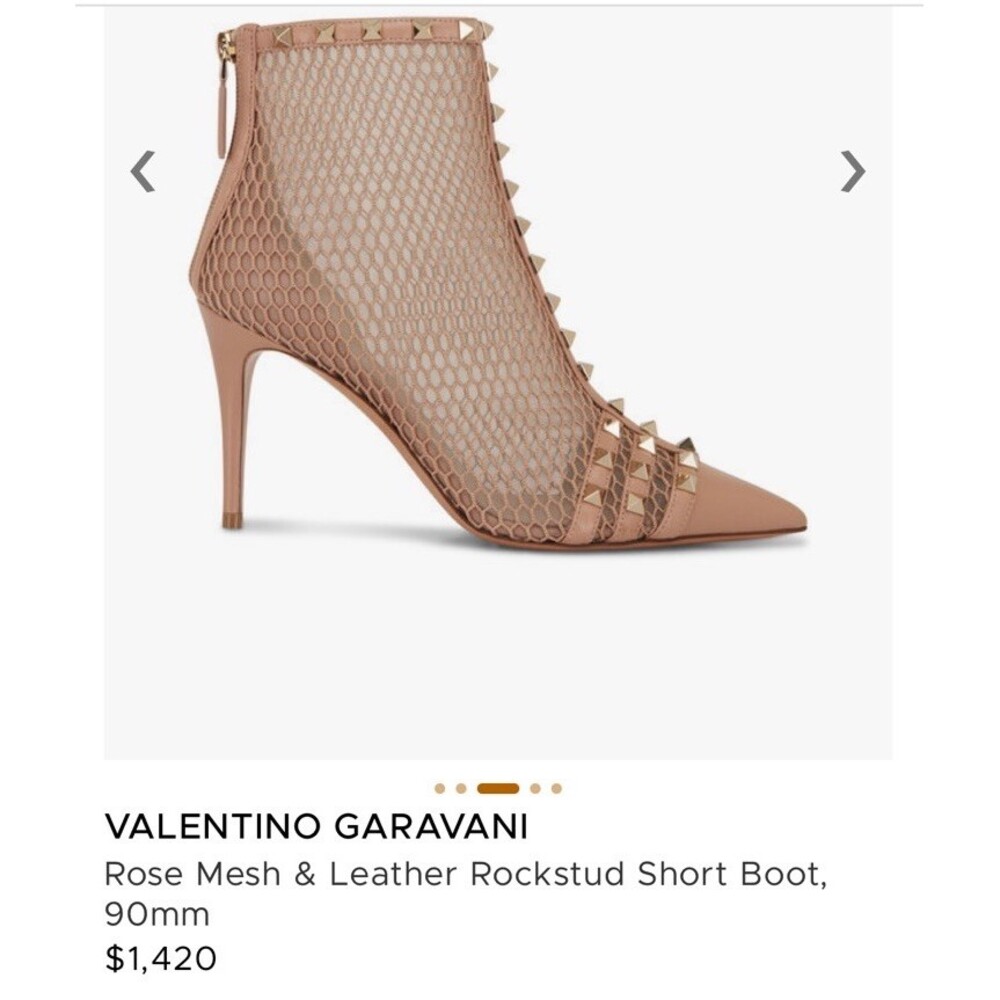 $1420 Valentino Garavani Rockstar Women's Rose Pink Nude Leather Booties 37 6